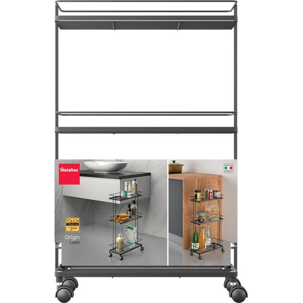 Stalowy regał na kółkach w kolorze matowej czerni 38x62x16 cm Lava – Metaltex-image-4