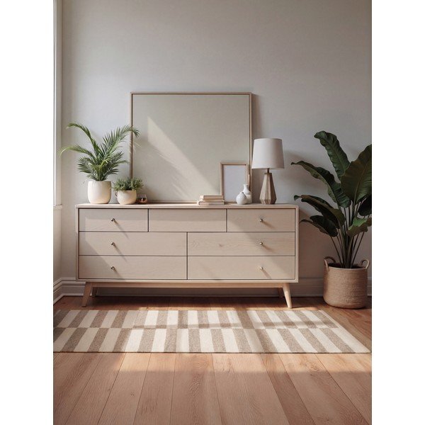 Biały/jasnobrązowy wełniany dywan dwustronny/tkany ręcznie 80x150 cm Vika – Hanse Home-image-1