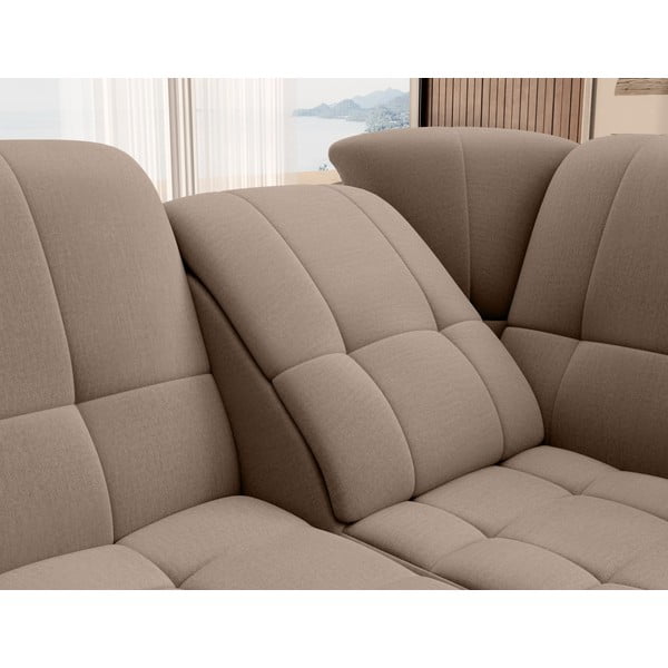 Brązowy aksamitny rozkładany/ze schowkiem narożnik (prawostronny/w kształcie litery L) Sado – ELTAP-image-1