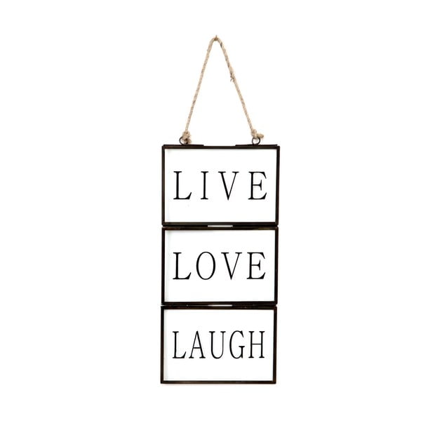 Szklana tabliczka z napisem Live, Love, Laugh