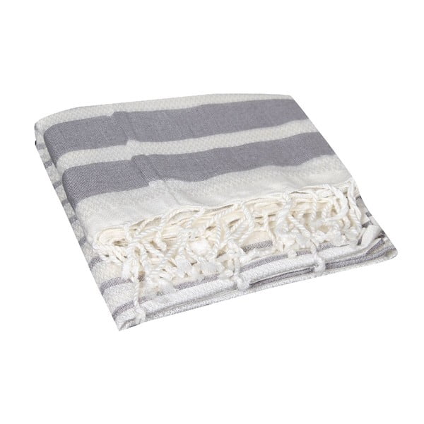 Szary ręcznik hammam Aqua Grey, 90x190 cm