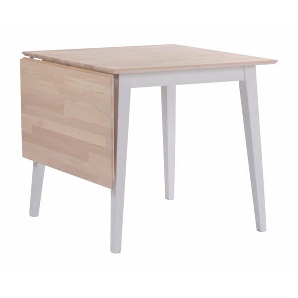 Matowy stół z drewna dębowego z opuszczanym blatem i białymi nogami Rowico Mimi, 80 x 80 cm