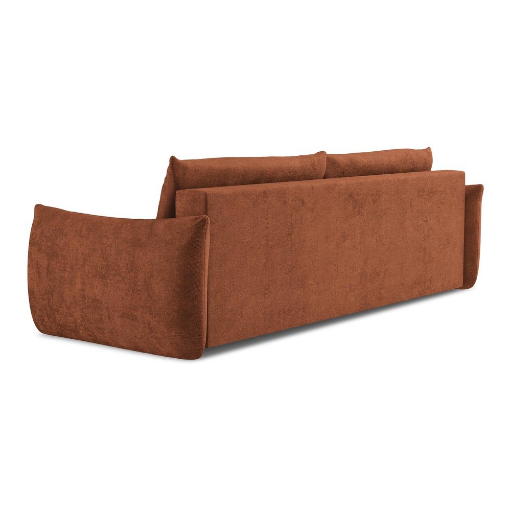 Rozkładana sofa z tkaniny szenilowej w kolorze terakoty 230 cm Leila – Makamii (zdjęcie 6)