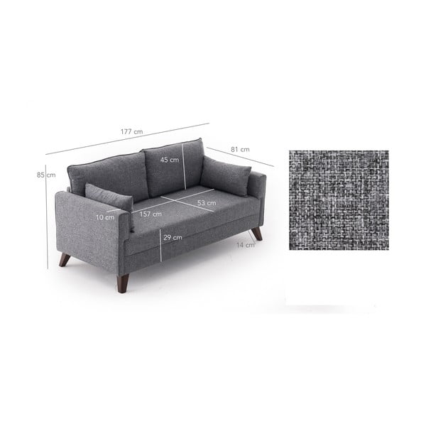 Szara sofa 177 cm Bella – Balcab Home-image-4