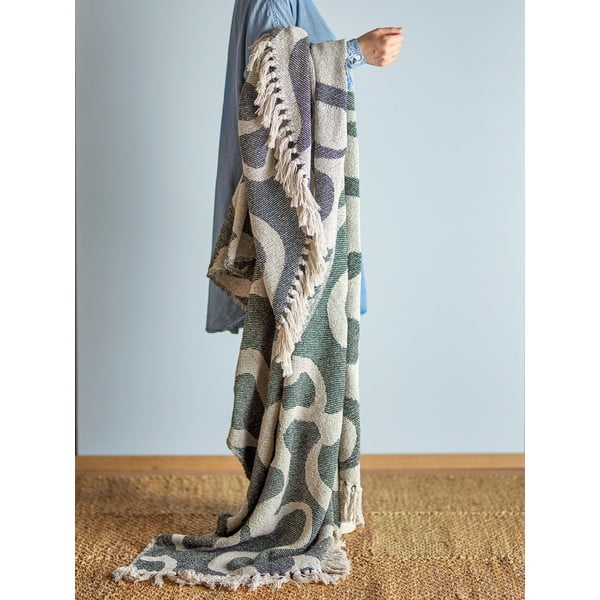 Czarno-beżowy koc z bawełny z recyklingu 130x160 cm Salobre – Bloomingville-image-1