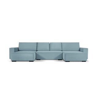 Jasnoniebieska sztruksowa rozkładana sofa w kształcie "U" Mazzini Sofas Azalea