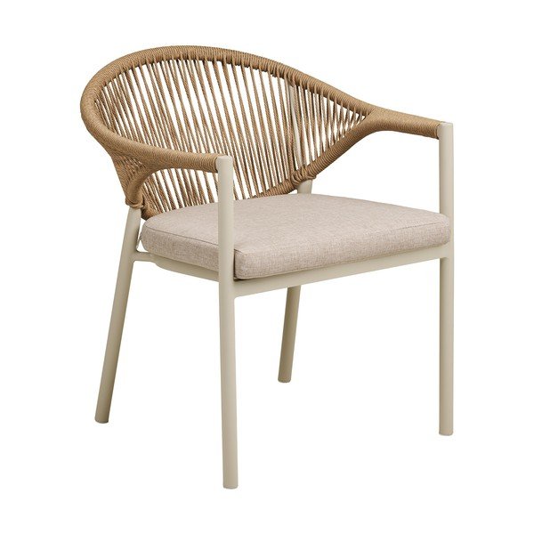 Beżowe metalowe tapicerowane krzesło ogrodowe Abela – House Nordic