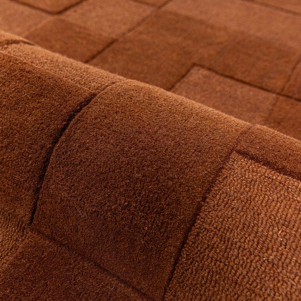 Wełniany dywan tkany ręcznie w kolorze terakoty 200x290 cm Checkerboard – Flair Rugs-image-2