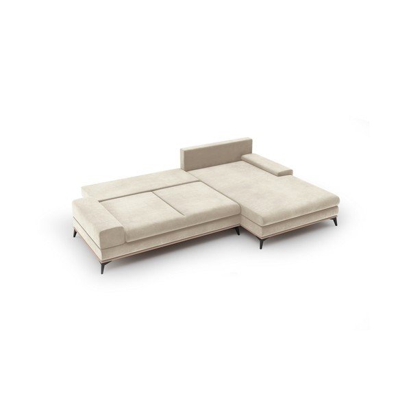 Beżowy rozkładany narożnik z aksamitnym obiciem Windsor & Co Sofas Astre, prawostronny-image-3