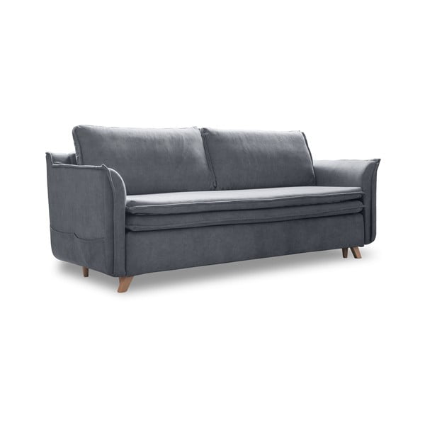 Szara aksamitna rozkładana sofa 225 cm Charming Charlie – Miuform