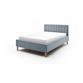 Niebieske/szare tapicerowane łóżko dwuosobowe 140x200 cm Malin – Meise Möbel