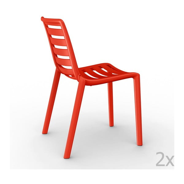 Zestaw 2 czerwonych krzeseł ogrodowych Resol Slatkat