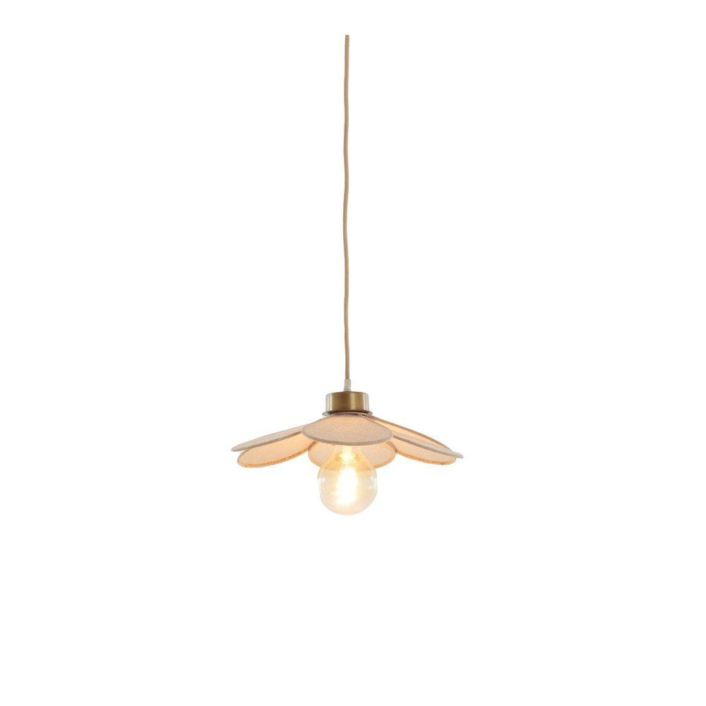 Kremowa lampa wisząca z tekstylnym kloszem Fyano – Light & Living (zdjęcie 3)