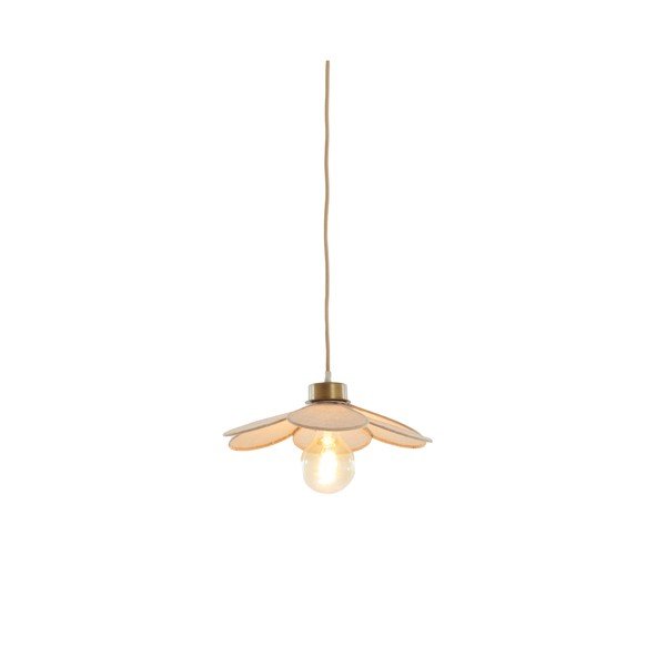 Kremowa lampa wisząca z tekstylnym kloszem Fyano – Light & Living-image-2