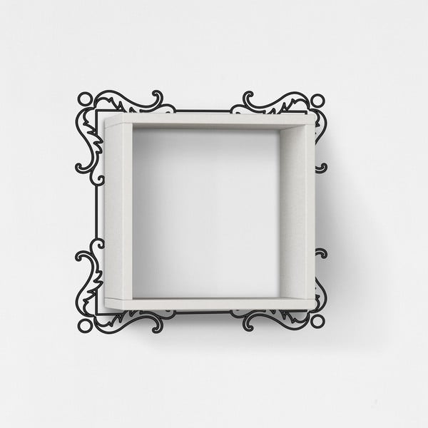 Czarno-biała półka z naklejką dekoracyjną Frame