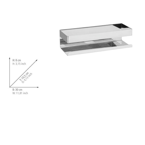 Samoprzylepna półka łazienkowa ze stali nierdzewnej w kolorze srebra z połyskiem Genova – Wenko-image-2