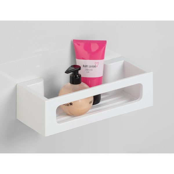 Plastikowa półka łazienkowa z mocowaniem Turbo-loc w matowym białym kolorze bez wiercenia Bralia – Wenko-image-1