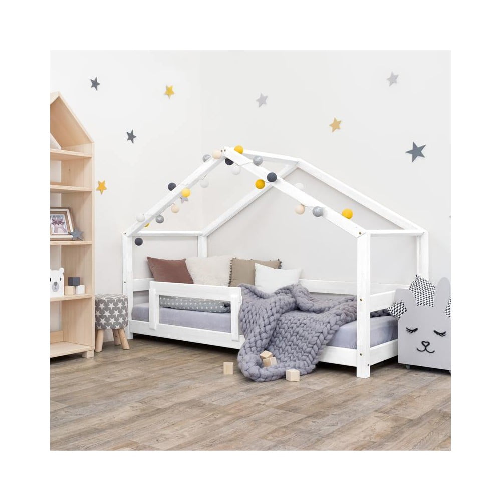 Białe drewniane łóżko dziecięce Benlemi Lucky, 90x160 cm