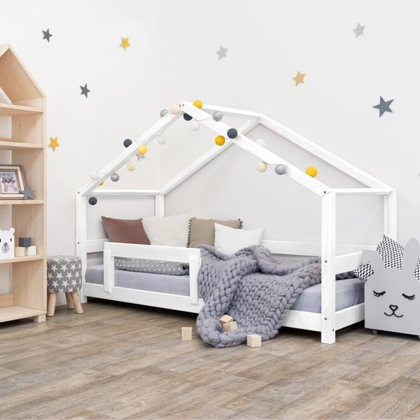 Białe drewniane łóżko dziecięce Benlemi Lucky, 70x160 cm