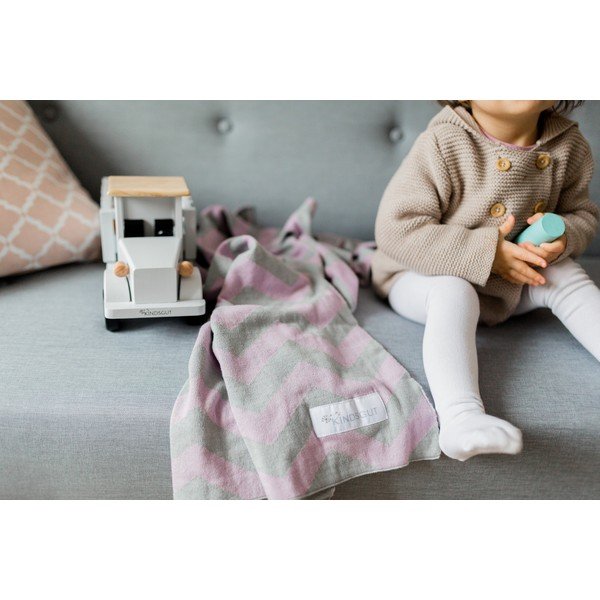 Różowo-szary bawełniany kocyk dziecięcy Kindsgut Zigzag, 80x100 cm-image-4