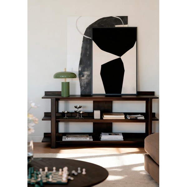 Konsola z blatem w dekorze dębu w ciemnym naturalnym kolorze 43x150 cm Kilian – Rowico-image-1