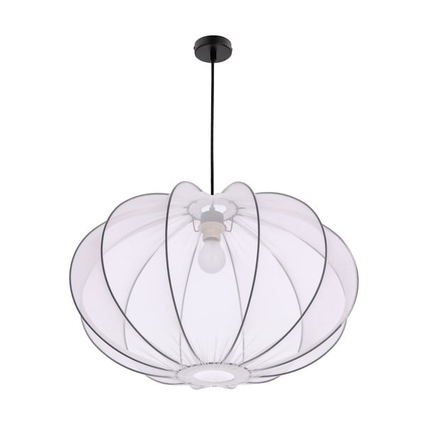 Biała lampa wisząca z tekstylnym kloszem ø 60 cm Mellow – Candellux Lighting-image-4