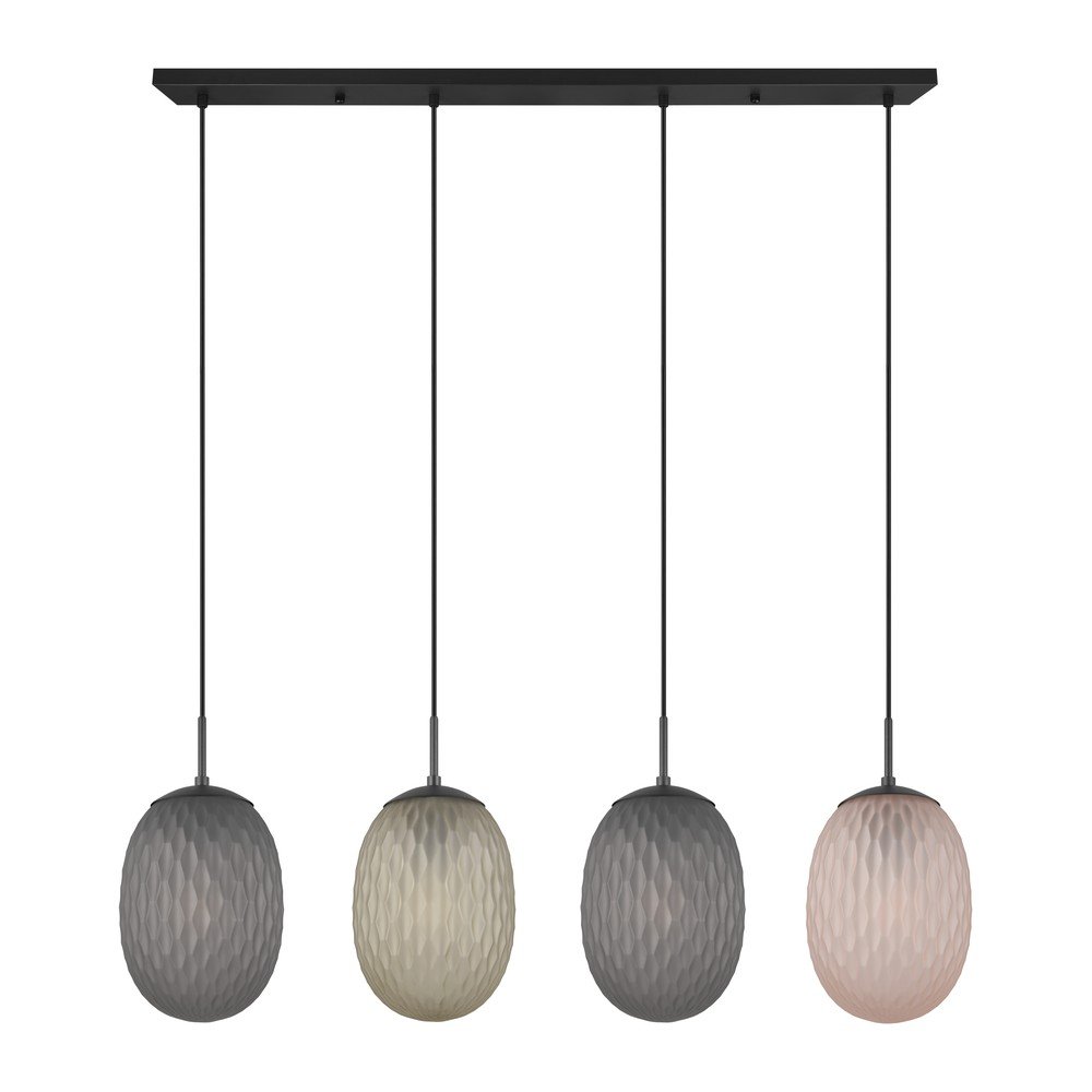 Lampa wisząca w kolorze matowej czerni ze szklanym kloszem Facette – Trio