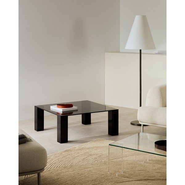 Ciemnoszary szklany stolik 85x85 cm Adularia – Kave Home-image-1