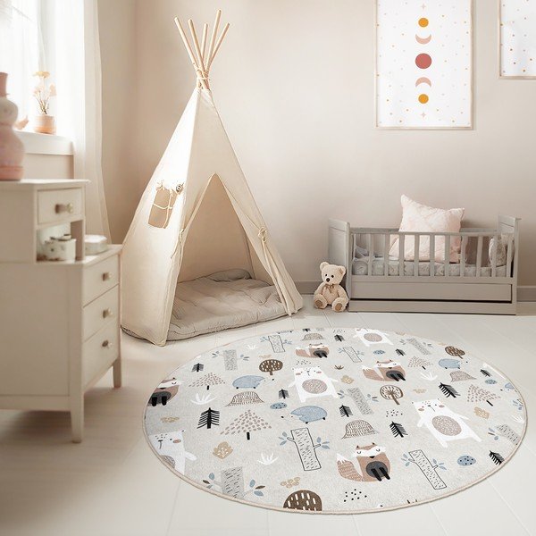 Dywan dziecięcy odpowiedni do prania ø120 cm Forest Friends – Mila Home-image-1