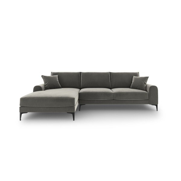 Jasnoszary aksamitny narożnik Mazzini Sofas Madara, lewostronny-image-2