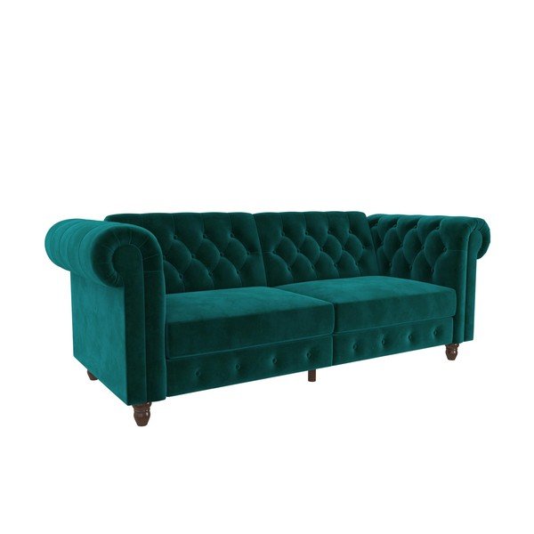 Zielona rozkładana sofa z aksamitną powierzchnią Støraa Felix-image-2