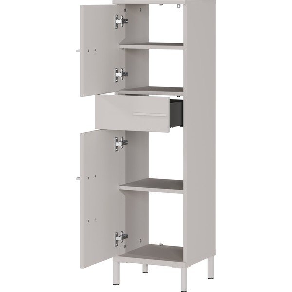 Kremowa wysoka/wąska szafka łazienkowa z matowym wykończeniem 34x123 cm Laurino – Germania-image-2