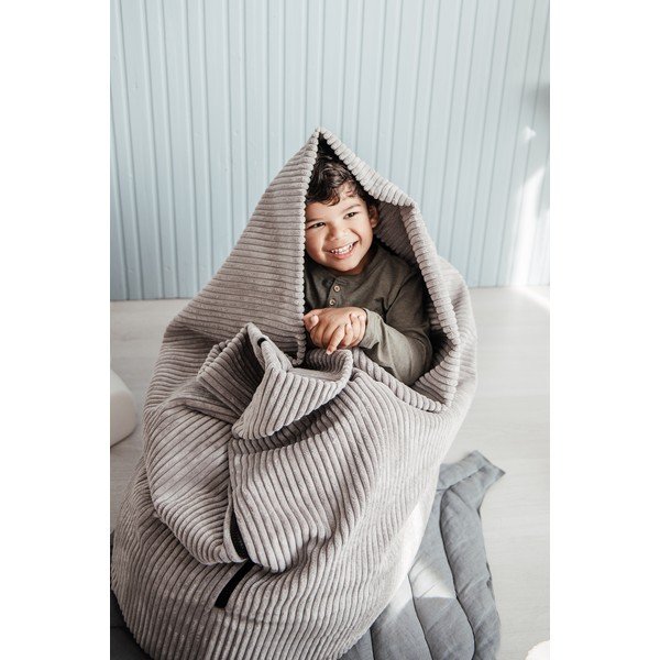 Brązowy dziecięcy worek do siedzenia z materiału bouclé Cocoon 100 – SLOWDOWN-image-1