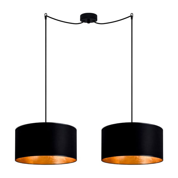Czarna podwójna lampa wisząca z wnętrzem w kolorze złota Sotto Luce Mika, ⌀ 36 cm