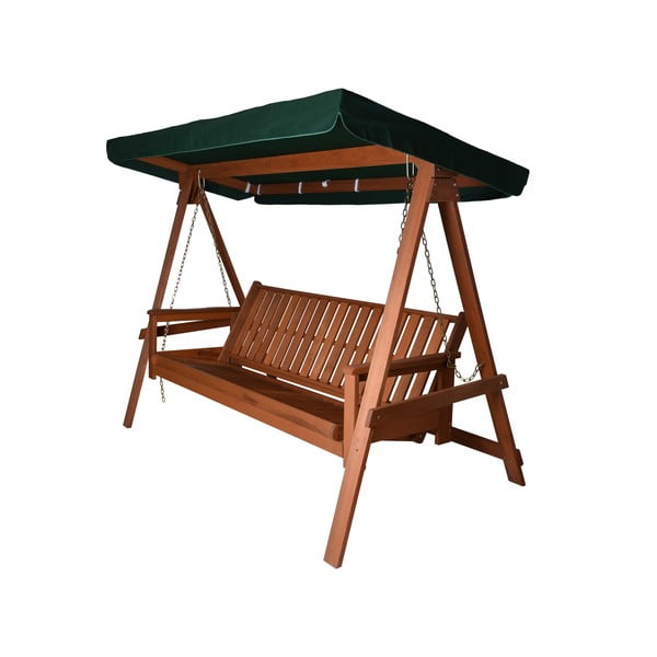 Zielona drewniana huśtawka ogrodowa Vegas Lux – Rojaplast-image-2