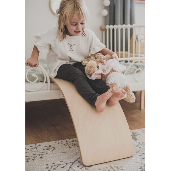 Deska do balansowania z litego drewna sosnowego w naturalnym kolorze 80x30x18 cm Montessori – Meowbaby-image-2