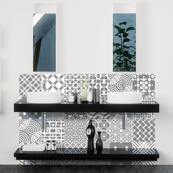 Zestaw 24 naklejek ściennych Ambiance Modern Tiles, 10x10 cm