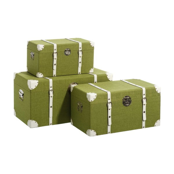 Zestaw 3 zielonych kufrów Tropicho