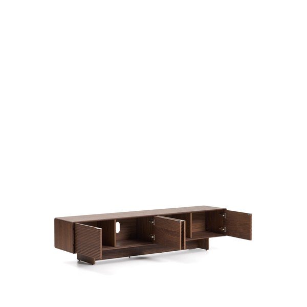 Ciemnobrązowa szafka pod TV w dekorze orzecha 200x46x40 cm Norlen – Kave Home-image-4