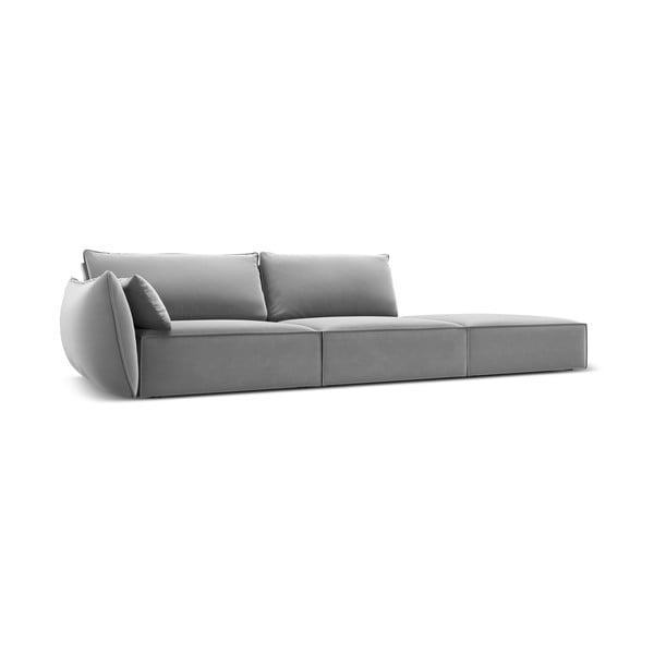 Jasnoszara aksamitna sofa lewostronna 264 cm Vanda – Mazzini Sofas-image-2