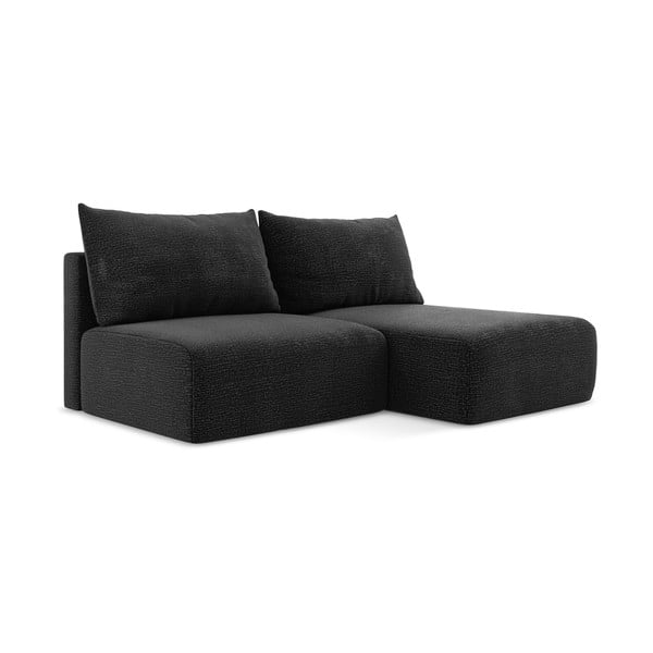 Czarny rozkładany/ze schowkiem narożnik (prawostronny) Kalena – Makamii-image-2