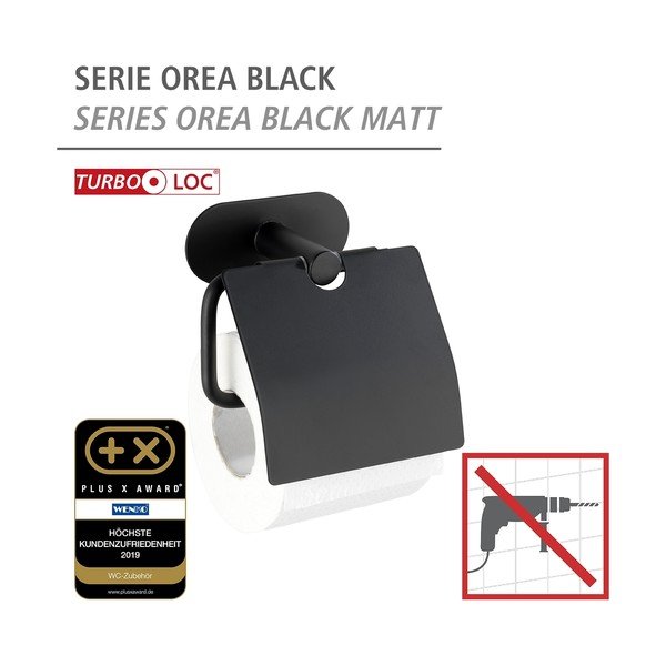 Czarny ścienny uchwyt na papier toaletowy Wenko Orea-image-3