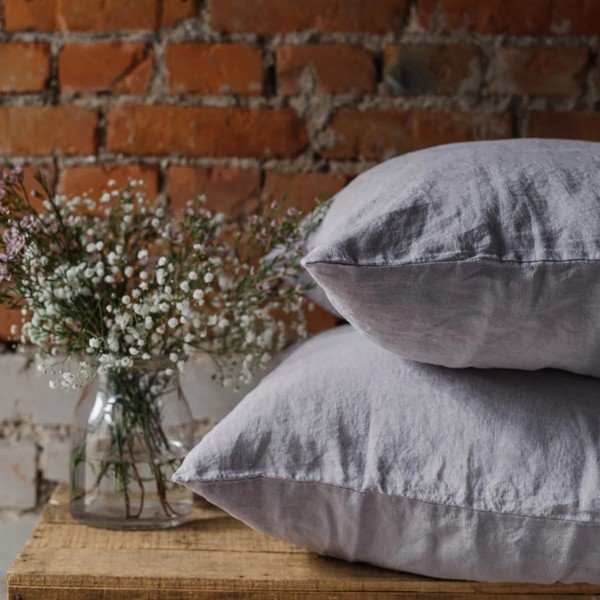 Lniana poszewka na poduszkę 80x80 cm Light Grey – Linen Tales-image-2