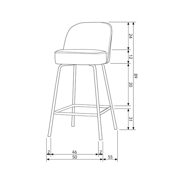 Ceglasty aksamitny hoker (wysokość siedziska 64 cm) Vogue – WOOOD-image-1