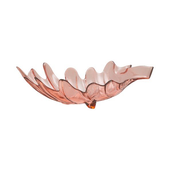 Różowa miska ze szkła z recyklingu Mauro Ferretti Leaf, 33x20 cm-image-2