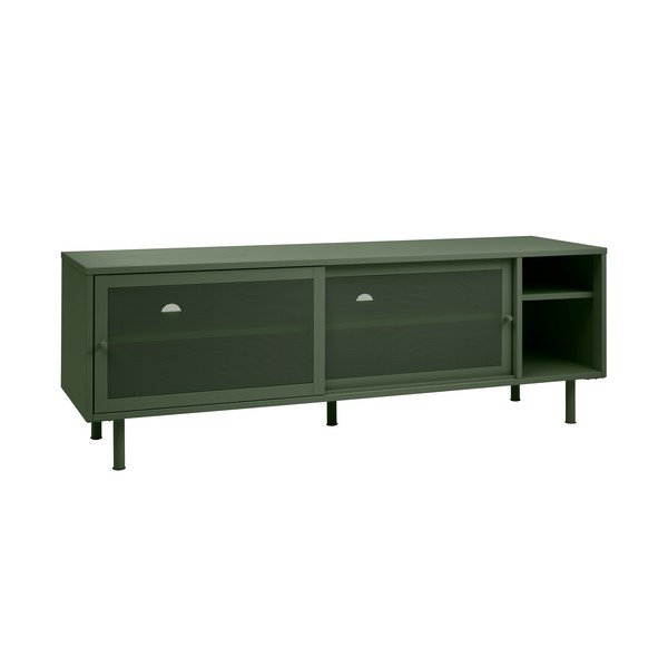 Ciemnozielona metalowa szafka pod TV 160x55 cm Veep – Unique Furniture-image-4