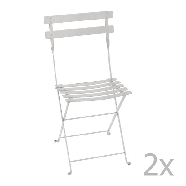 Zestaw 2 jasnoszarych krzeseł składanych Fermob Bistro