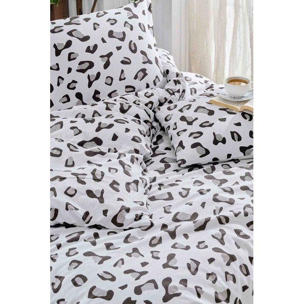 Biało-szara pościel dwuosobowa z bawełny renforcé z prześcieradłem/4-częściowa 200x220 cm – Mila Home