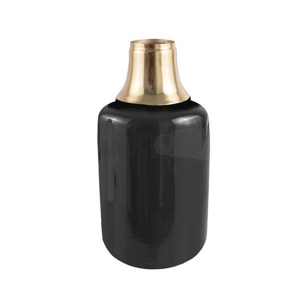 Czarny wazon z detalem w złotej barwie PT LIVING Shine, wys. 28 cm