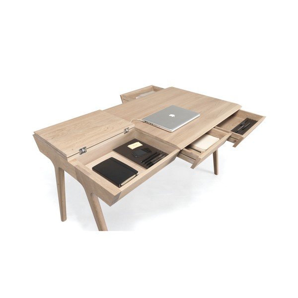 Biurko z drewna dębowego ze schowkiem Wewood-Portuguese Joinery Metis-image-2